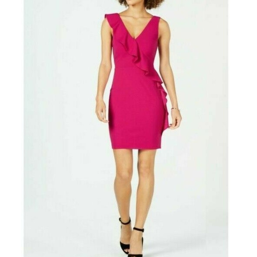 Night Way Size 10 Pink Party Crepe Dress 4AF76